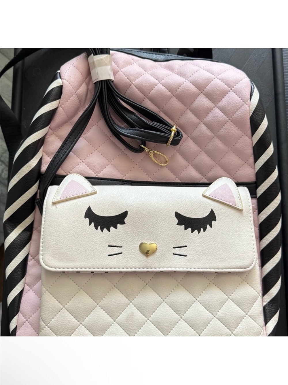 Betsey Johnson Backpack with Detachable kitty purse GUC